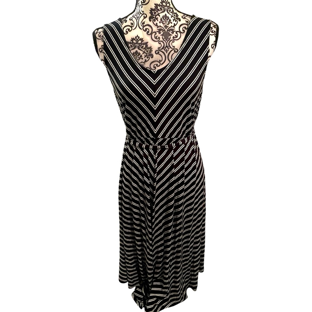 Isabel Maternity Ingrid & Isabel Midi Dress Black/White Stripes Soft Stretch L
